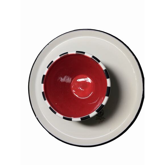 2011 Fitz And Floyd Christmas Frosty's Frolic Footed Cake Plate Chip Dip Snowman - Picture 4 of 7